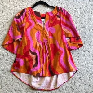 LaRoque Vibrant Pink, Orange and Brown Women's Blouse
